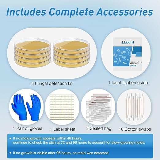 Mold Test Kit for Home - 8 Simple Detection Tests for Surface Mold, HVAC System & Indoor Air Quality - DIY Black Mold Detector with Mold Identification Guide, Fast & Reliable Results
