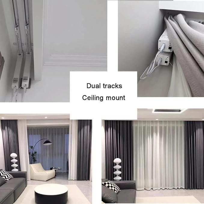 Electric Smart Curtains System, Automatic Curtain Opener, Motorized Curtains Rod with Remote, Compatible with Alexa/Google Home/Tuya App (Up to 244 inches)