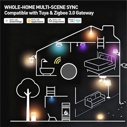 Zigbee Switch, Zigbee Button, Wireless Smart Button, Supports to Create Smart Scenes, Trigger Connected Devices on APP with Three Control Options, Tuya ZigBee Gateway Required (V2 or Higher), Black