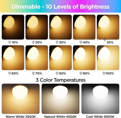 Yochoice E12 Rechargeable Battery Operated Light Bulb with Remote, Dimmable LED Bulb with 15 Colors Selectable & 3 Timer, Wireless Detachable Puck Light Bulb for Wall Sconce, Non-Hardwired