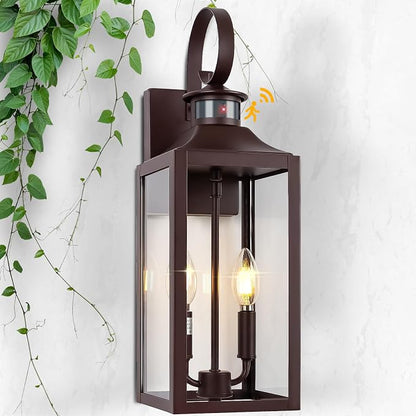 20" Large Oil Rubbed Bronze Motion Sensor Outdoor Wall Sconce Dusk to Dawn