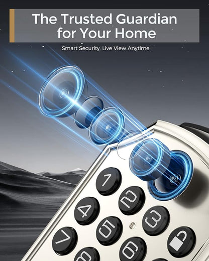 WiFi Smart Lock w/Camera, 5-in-1 Keyless Deadbolt w/Handle for Front Door