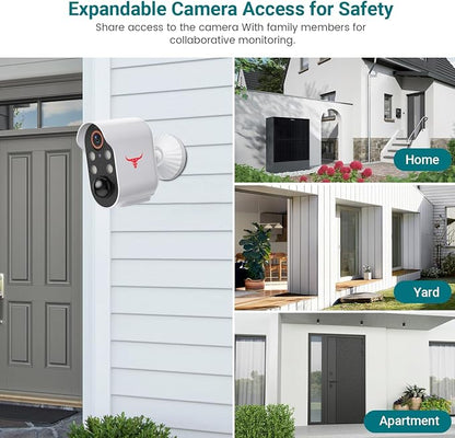 1080P Wireless Security Camera Outdoor, Battery Powered, AI Human Detection, Color Night Vision, 2-Way Audio, IP65 Waterproof, 2.4G Wi-Fi, Cloud Storage (4 spotlights)