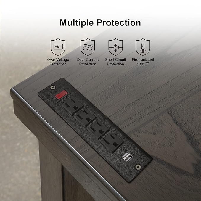 Recessed Power Strip with USB Flush Mount Power Outlet Built in Desktop Power Extension Cord Plug for Countertop Kitchen Drawer Conference Cabinet Nightstand Desk