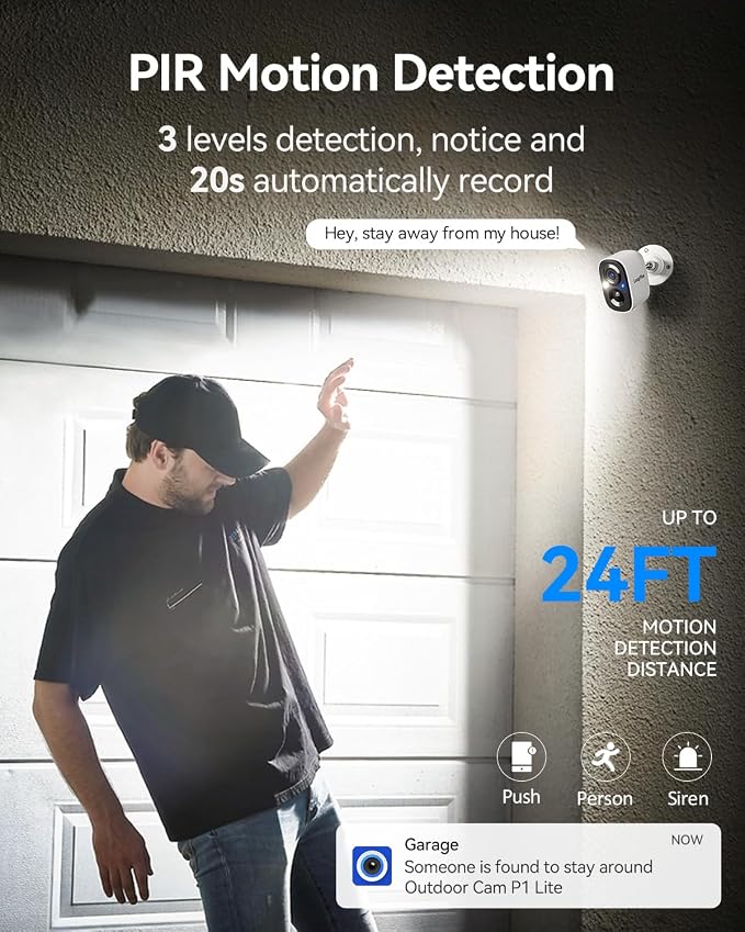 LongPlus 4k Wireless Outdoor Security Camera, WiFi6 Battery Security Camera