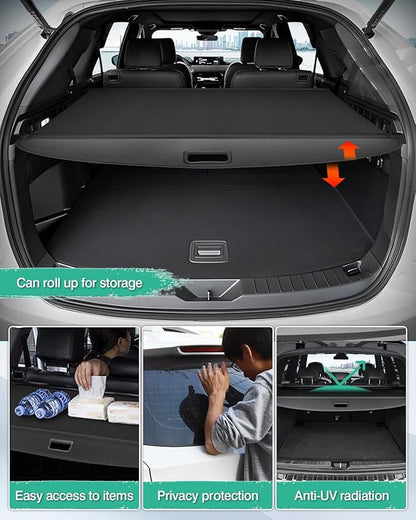 Powerty Retractable Cargo Cover for Mazda CX-90 CX90 Accessories 2024 2025 2026, Canvas Texture Trunk Cover Privacy Screen Rear Security Shade for Mazda CX-90 Accessories