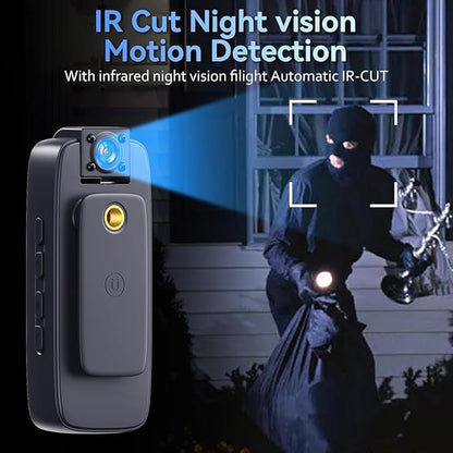 4K Mini Body Camera Video Recorder with 180° Rotation Lens,WiFi Action Camera for Real-Time Viewing,Infrared Night Vision POV Cam,Wearable for Outdoor Sports,Cycling,Hiking and Travel(128G)