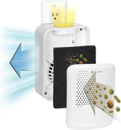 PureGuardian AP201W Pluggable Air Purifier with Nightlight, Odor-Eliminating Aromatherapy Essential Oil Pad Included, 7-in Pluggable Air Purifier, White