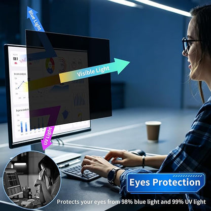 2 Pack- 23.8 Inch Curved Computer Privacy Screen Filter for 16:9 Widescreen Computer Monitor Computer Screen Protector Computer Screen Privacy Shield Anti Glare and Blue Light