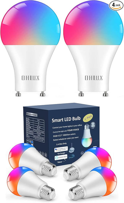 OHLUX GU24 Smart Light Bulbs and 7w Smart Bulbs Bundle Package