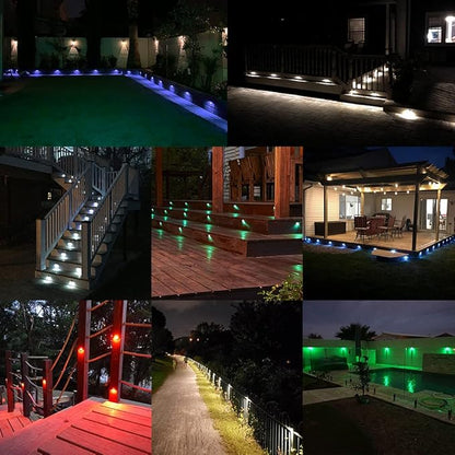 Low Voltage RGB Step Lights Kit, 20-Pack 1.38inch Half Moon Smart WiFi Deck Lights Outdoor, DC12V, IP65 Waterproof, Landscape Railing LED Light for Yard, Stair, Porch, Railing Decor, Black