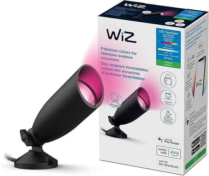 WiZ LED Color Changing Outdoor Spotlight Extension - Starter Kit Required - Weatherproof - Control with WiZ App - Works with Google Home, Alexa, and Siri Shortcuts - 1 Pack
