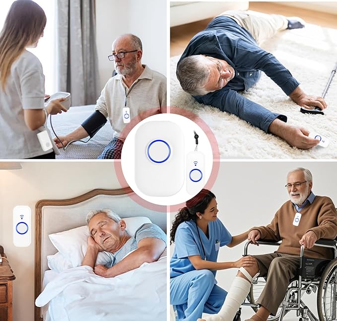 WiFi Wireless Caregiver Pager Call Button for Elderly at Home, App Control Medical Alert System for Seniors Patients Disabled Monitoring, Home Nursing Care Facility Use (Only Supports 2.4GHz WiFi)