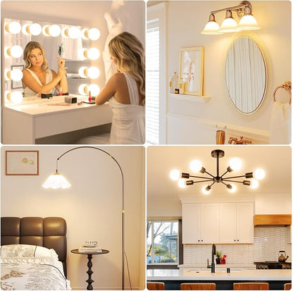 Brightever G25 LED Light Bulbs 60 Watt Equivalent, 2700K Warm White LED Globe Light Bulbs with E26 Base for Bathroom, 5W Round Light Bulb for Vanity Mirror, CRI85+, 600LM, Non-Dimmable, 4-Pack