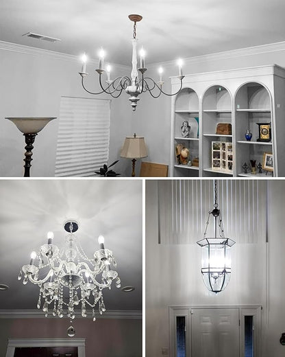 CYLYT E12 Chandelier Bulb 40 watt Equivalent, Dimmable LED Candelabra Light Bulbs 4W, 5000K Daylight 470 Lumen Lightbulbs, CA11, UL Listed, Pack of 12