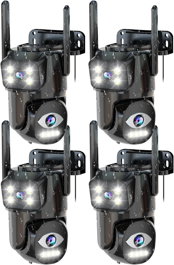 LETSCEE Dual Lens WiFi Security Camera Outdoor,5G/2.4G PTZ Outdoor Auto Tracking,HOM Security Surveillance System Camera,WiFi,Night Vision,7/24 Recording