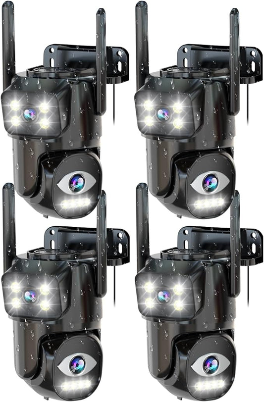 LETSCEE Dual Lens WiFi Security Camera Outdoor,5G/2.4G PTZ Outdoor Auto Tracking,HOM Security Surveillance System Camera,WiFi,Night Vision,7/24 Recording