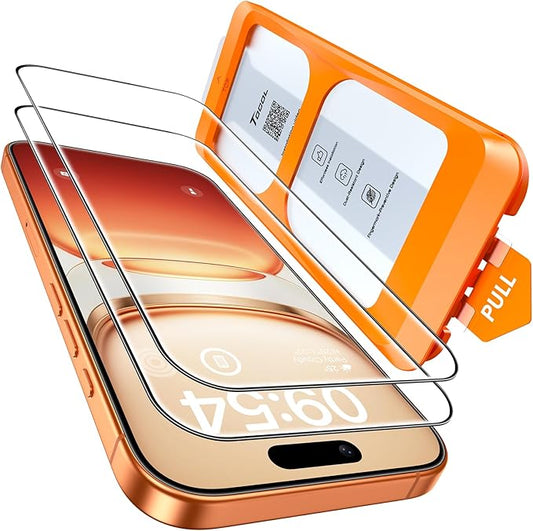 TOCOL for iPhone 17 Pro Screen Protector/iPhone 16 Pro Sceen Protector 6.3 Inch 9H Hardness Military Grade Shatterproof HD Tempered Glass for Full Coverage Protection 2 Pack