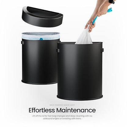 Home Zone Living 18 Gallon Commercial Trash Can with Semi-Round Flat Back