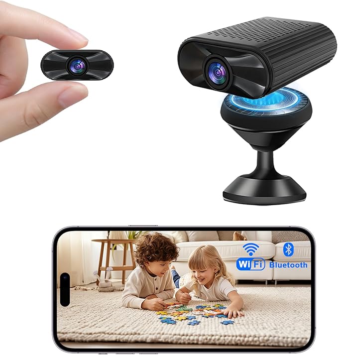 Mini HD 4K Wireless Camera Portable Nanny Cam with Night Vision, Motion Detection, and Phone App Live View - Compact Security Pet Camera for Home/Office 24/7 Cycle Save Video (Cube) (Small)