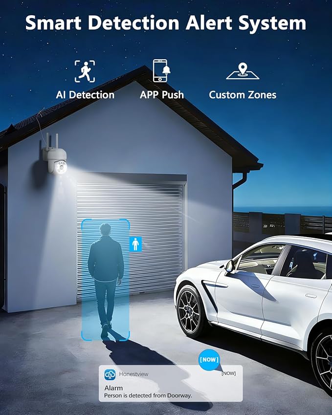 OOSSXX PT Outdoor Wireless Security Camera Wi-Fi Camera for Home Video Surveillance Indoor