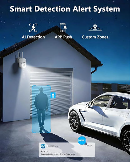 OOSSXX PT Outdoor Wireless Security Camera Wi-Fi Camera for Home Video Surveillance Indoor