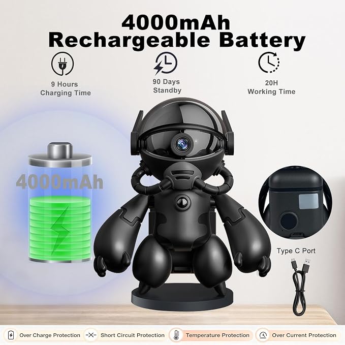 2K Indoor Camera Robot, 5G/2.4G WiFi Indoor Cameras for Home Baby Security