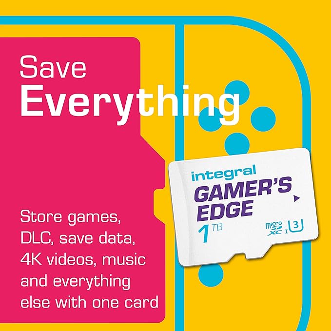 Integral 1TB Gamer's Edge Micro SD Card for the Valve Steam Deck and Nintendo Switch, Switch Lite & Switch OLED - Load & Save Games Fast, Store Games, DLC & Save Data, Built To Give You The Edge