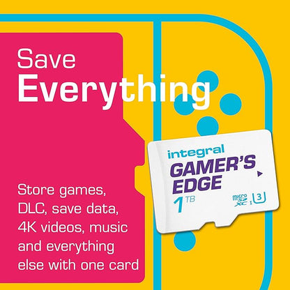 Integral 1TB Gamer's Edge Micro SD Card for the Valve Steam Deck and Nintendo Switch, Switch Lite & Switch OLED - Load & Save Games Fast, Store Games, DLC & Save Data, Built To Give You The Edge