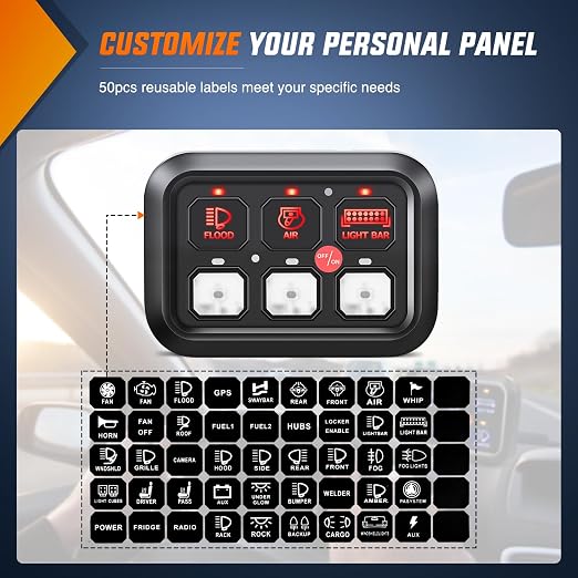 Nilight 6 Gang Switch Panel Relay System Automatic Dimmable | Universal Circuit Control with Fuse Wiring Harness ON-Off Red Backlit LED Pod for Cars Trucks Boats ATV UTV SUV