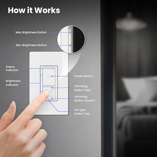 Feit Electric Smart WiFi Dimmer Switch with Remote, Single-Pole and 3-Way, Voice Control with Alexa & Google Asst, Wireless Wall-Mount Remote, App Control, Neutral Wire Required