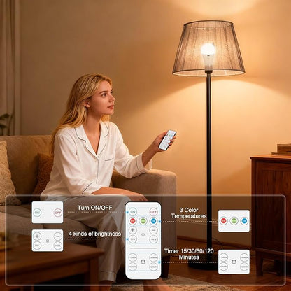 Rechargeable Light Bulbs with Remote Control, Dimmable Battery Operated Light Bulbs with 3 Color Temps and 4 Timer, A19 Wireless Light Bulbs for Sconce, Not-Hardwired, 1 Pack