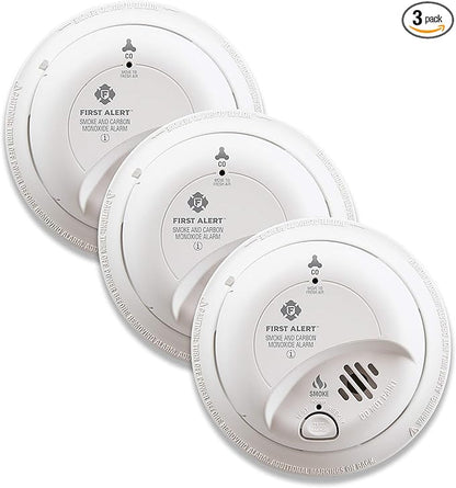 FIRST ALERT BRK SC9120B-3 Hardwired Smoke and Carbon Monoxide (CO) Detector with Battery Backup, White, Pack of 3