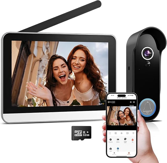 Video Doorbell Camera with Monitor Wireless Door Bell Phone Intercom System with 7" Touch Screen WiFi 1080P, Motion Detection, Night Vision, 2 Way Talk, No Subscription, Tuya App Control