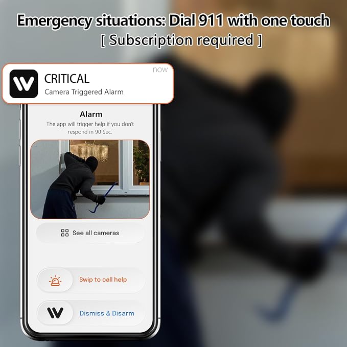 3MP Window Security Camera, Through Glass Indoor 2.4GHz WiFi Camera