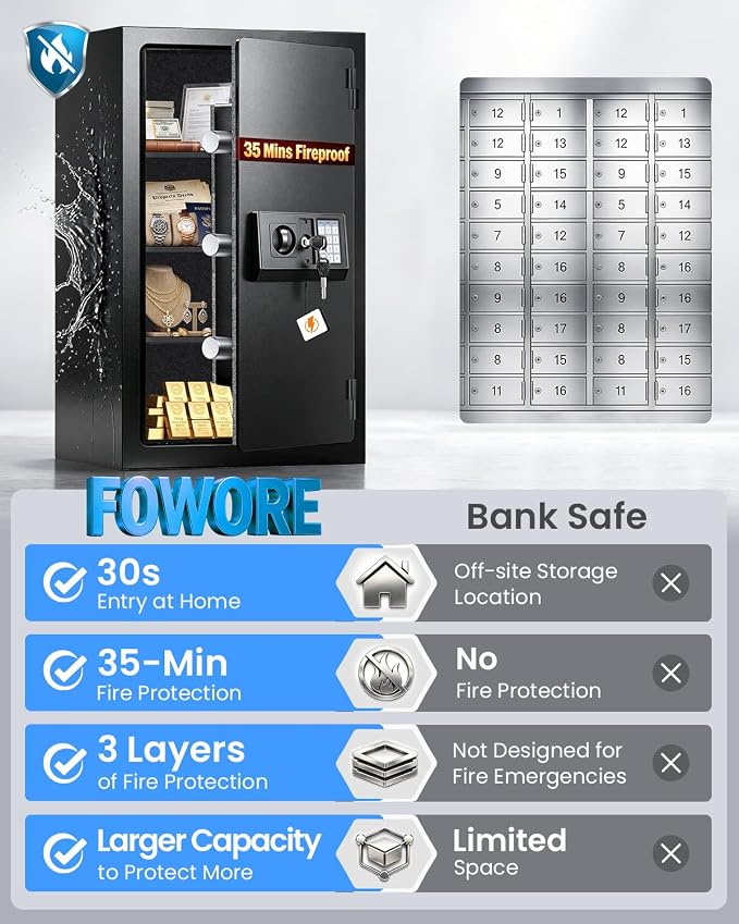[𝟑𝟓𝐌𝐢𝐧 𝟏𝟕𝟎𝟎°𝐅] Fire Proof Safe for Home Documents 4.5 Cuft