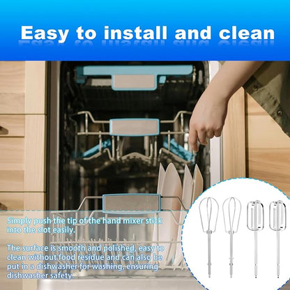 4pcs Hand Mixer Beaters Attachment for MX600B MX3200B MX600R MX1500W MX610B | Stainless Steel Hand Mixer Beaters Attachments Whisk Replacement for MX Series Electric Hand Mixers for Cooking and Baking
