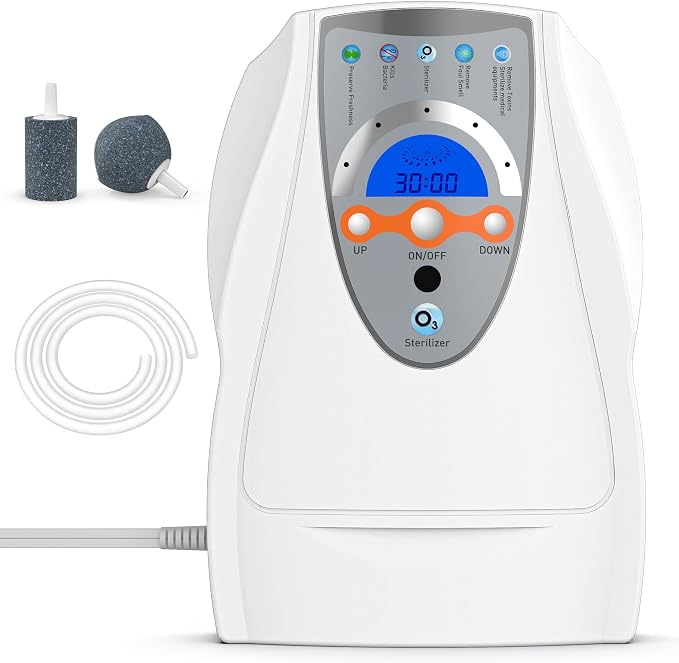 Ozone Machine Generator, Multifunctional with Timer, 500mg/h Portable Ozone Machine for Home, Kitchen, Office, Cleaning Water, Fruits and Vegetables——White