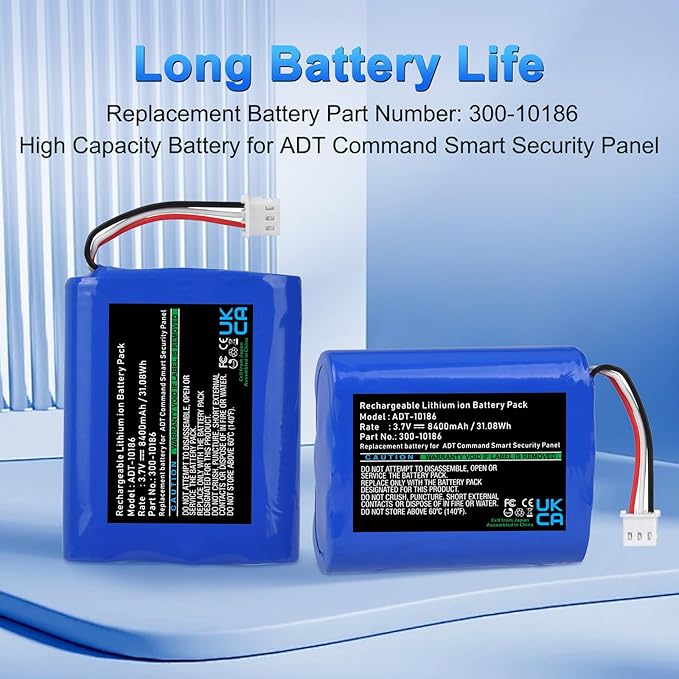 8400mAh 300-10186 Replacement Battery Compatible with ADT Command Smart Security Panel ADT5AIO-1 ADT5AIO-2 ADT5AIO-3 ADT7AIO-1