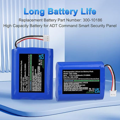 8400mAh 300-10186 Replacement Battery Compatible with ADT Command Smart Security Panel ADT5AIO-1 ADT5AIO-2 ADT5AIO-3 ADT7AIO-1