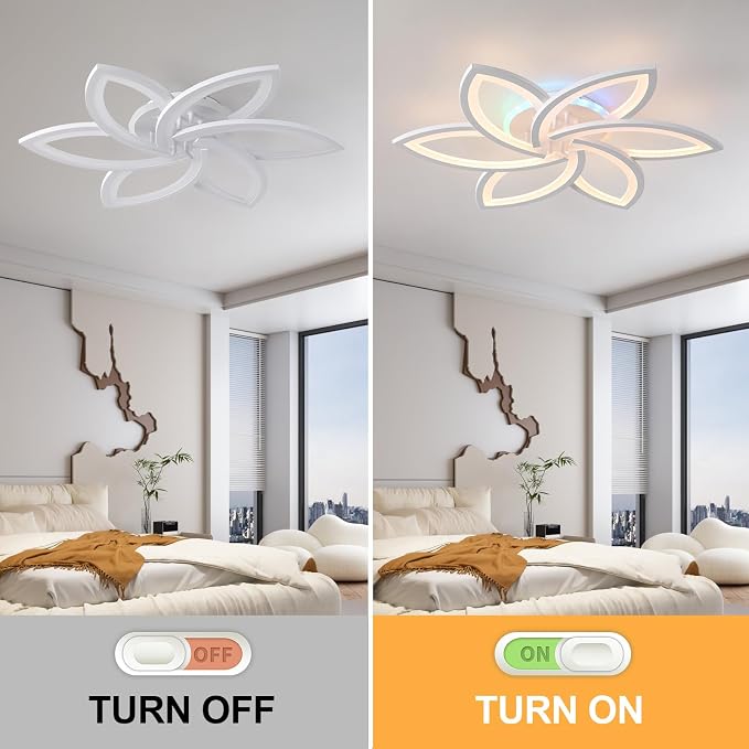 LED Ceiling Light,50W Flower Flush Mount Light RGB Backlight | Dimmable Ceiling Light with Remote,3000K-6000K Adjustable Lighting,Independent RGB Control for Bedroom Living Room