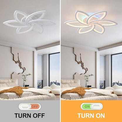 LED Ceiling Light,50W Flower Flush Mount Light RGB Backlight | Dimmable Ceiling Light with Remote,3000K-6000K Adjustable Lighting,Independent RGB Control for Bedroom Living Room