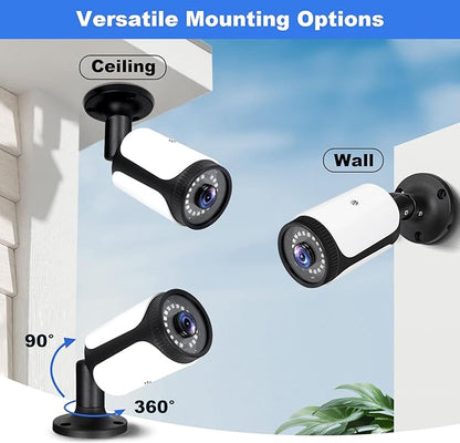HD 180 Degree Wide Angle View 2.0MP 1080p Security Camera 4-in-1 CCTV Bullet Wired Cam BNC, AHD/TVI/CVI/CVBS, Analog Coax Coaxial Surveillance Video Add–On Camera for Indoor/Outdoor Use
