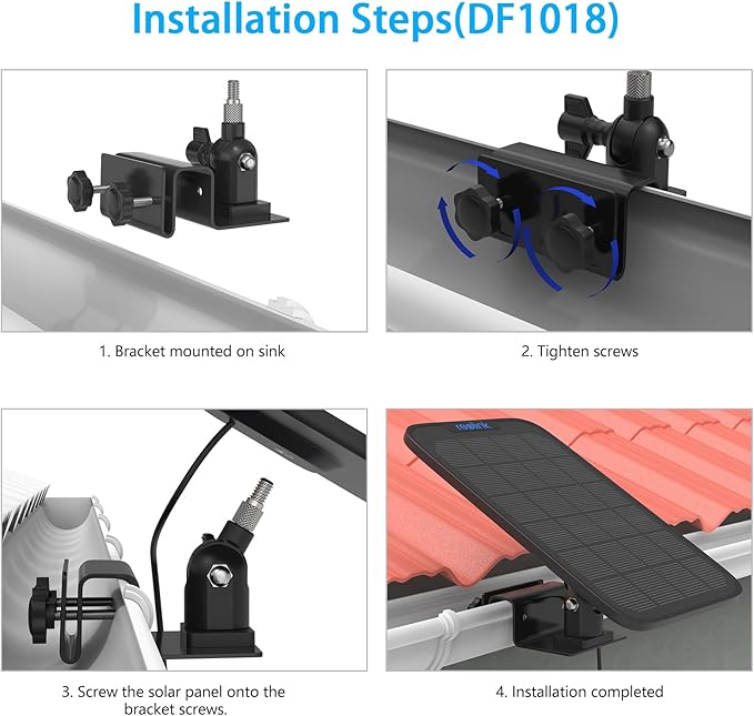Gutter Bracket Mount for Reolink Argus PT 3MP/4MP/5MP/2K,Reolink Argus PT 4K/8MP, Reolink Go PT Ultra Camera and Solar Panel (1pack,Black)
