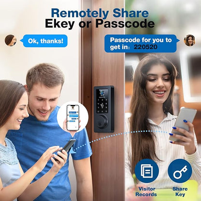 Fingerprint Keyless Entry Door Lock, Electronic Deadbolt Door Lock with, Anti-Peeping Smart Lock for Front Door, IP65 Waterproof Smart Deadbolt for Home