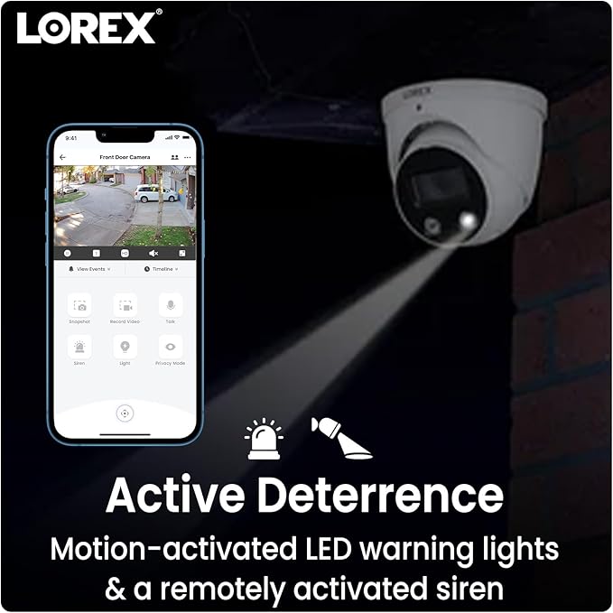 Lorex Outdoor 4K IP Add-On Metal Dome Security Camera | NVR Add-On | Smart Motion Detection | 2-Way Talk | Color Night Vision | IP67 Waterproof | Requires Recorder