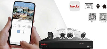 Five Star 4K Professional Security Metal Camera System, 1pc H.265+ 5MP Smart Detection AI Camera & 15pcs 5MP PoE Security Cameras Wired with 4K 16CH NVR with 2TB HDD for 24-7 Recording