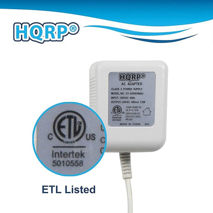 HQRP C Wire Adapter 24V AC Transformer - 25 ft Cable - ETL Listed - Compatible with Ecobee Nest Honeywell Emerson Smart Thermostats and Ring Wyze Blink Video Doorbells