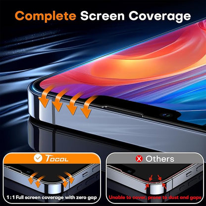 TOCOL for iPhone 13 Pro Privacy Screen Protector, 9H Hardness Military Grade Shatterproof HD Tempered Glass Full Coverage Easy Installation Case Friendly 2 Pack