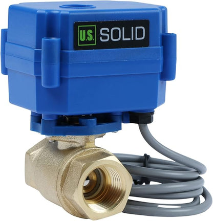 U.S. Solid Water Leak Detector with Auto Shutoff Valve, Sound Alarm, 1/2" Motorized Brass Ball Valve & 3 Sensors, Home Flood Prevention & Water Damage Defense for Basement, Laundry, Water Heater
